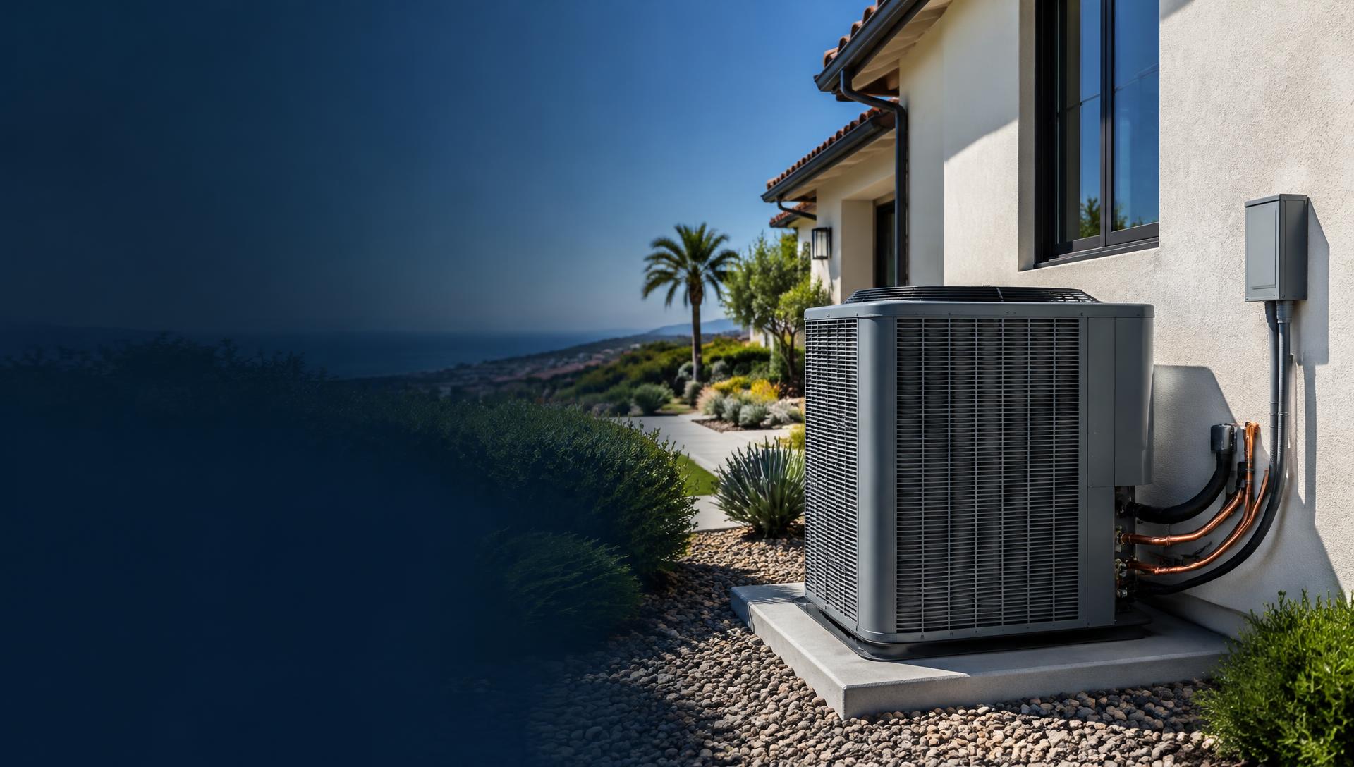 Residential air conditioning system installed beside a Southern California home